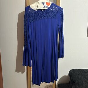 Beautiful purple dress with lace and bell sleeves